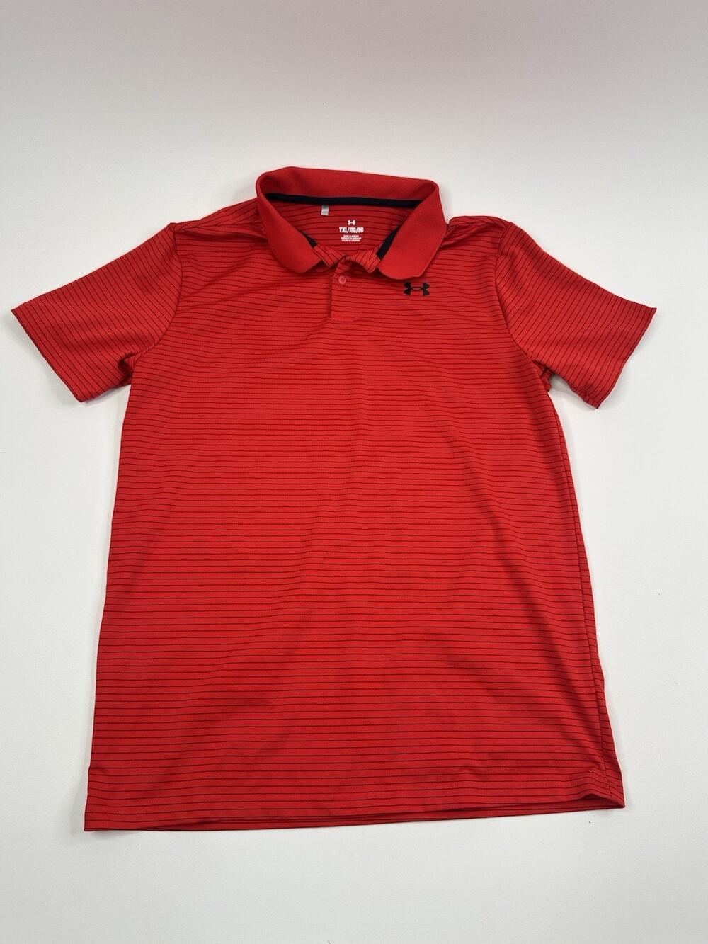 Under Armour Playoff Polo Tour Stripe Red Youth XL School Church Picture Day